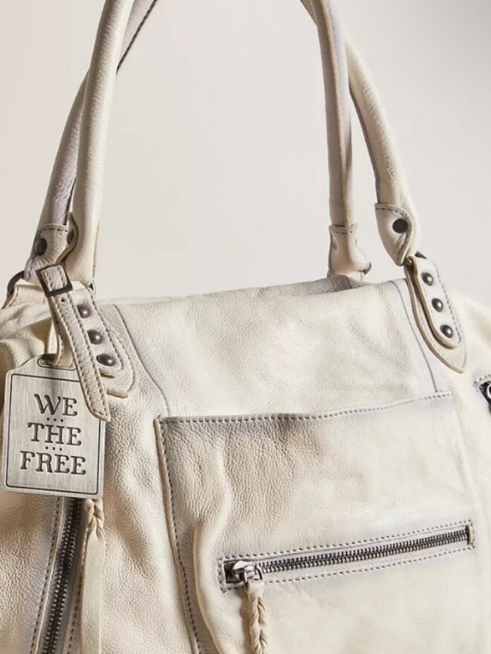 We The Free Emerson Tote Cream Leather Bag. NWOT.  All Straps included
